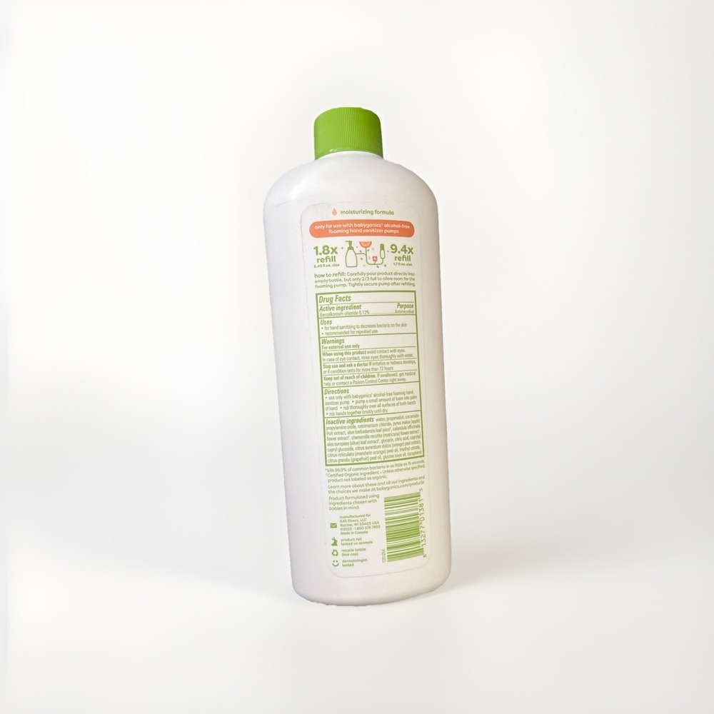 Babyganics 16Oz Alcohol Free Foaming Hand Sanitizer Mandarin Refill 1 Bottle - Picture 2 of 2